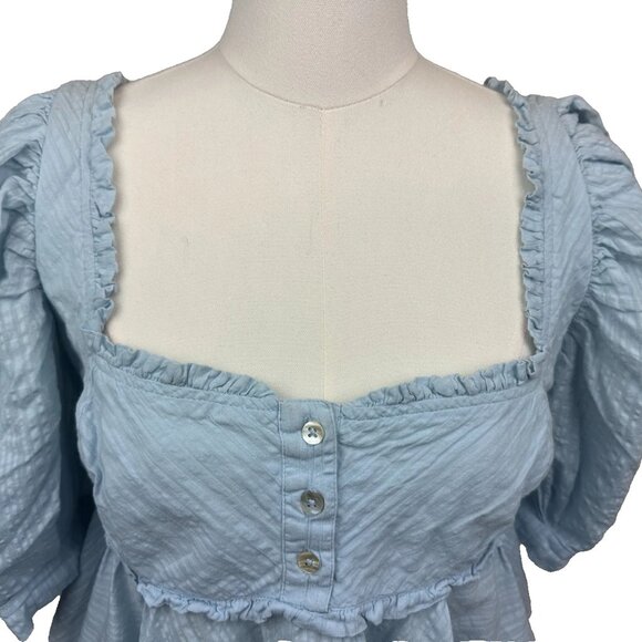 Free People - Leave It To Me Blouse Top - Cool Air - Small - Worn 1 Time - Picture 4 of 9